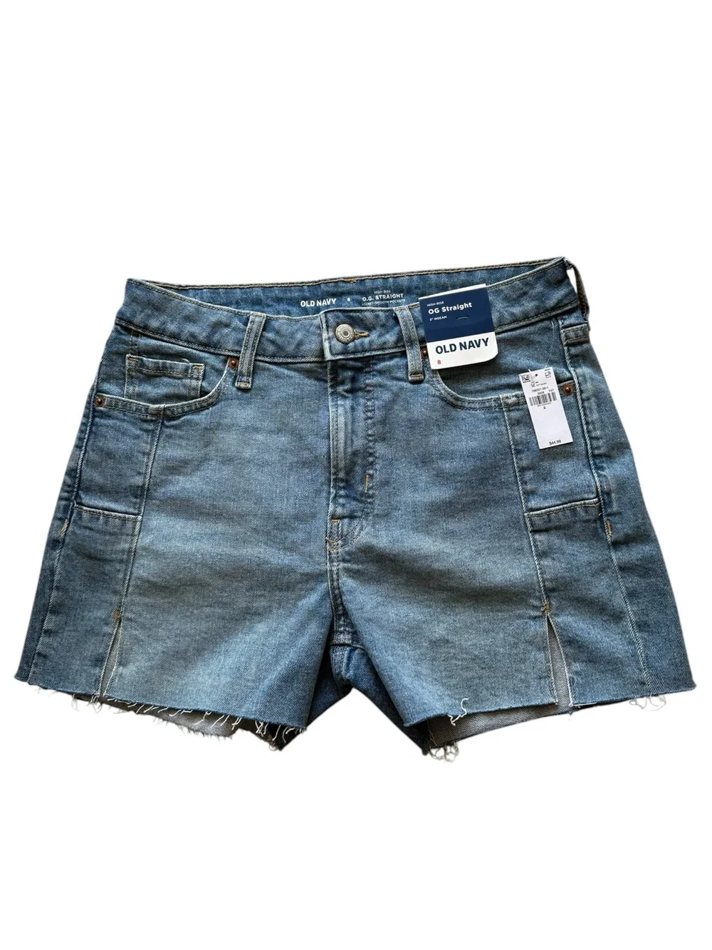 NWT Old Navy Classic Medium Blue Denim OG Straight Jean Shorts Size Women’s 8